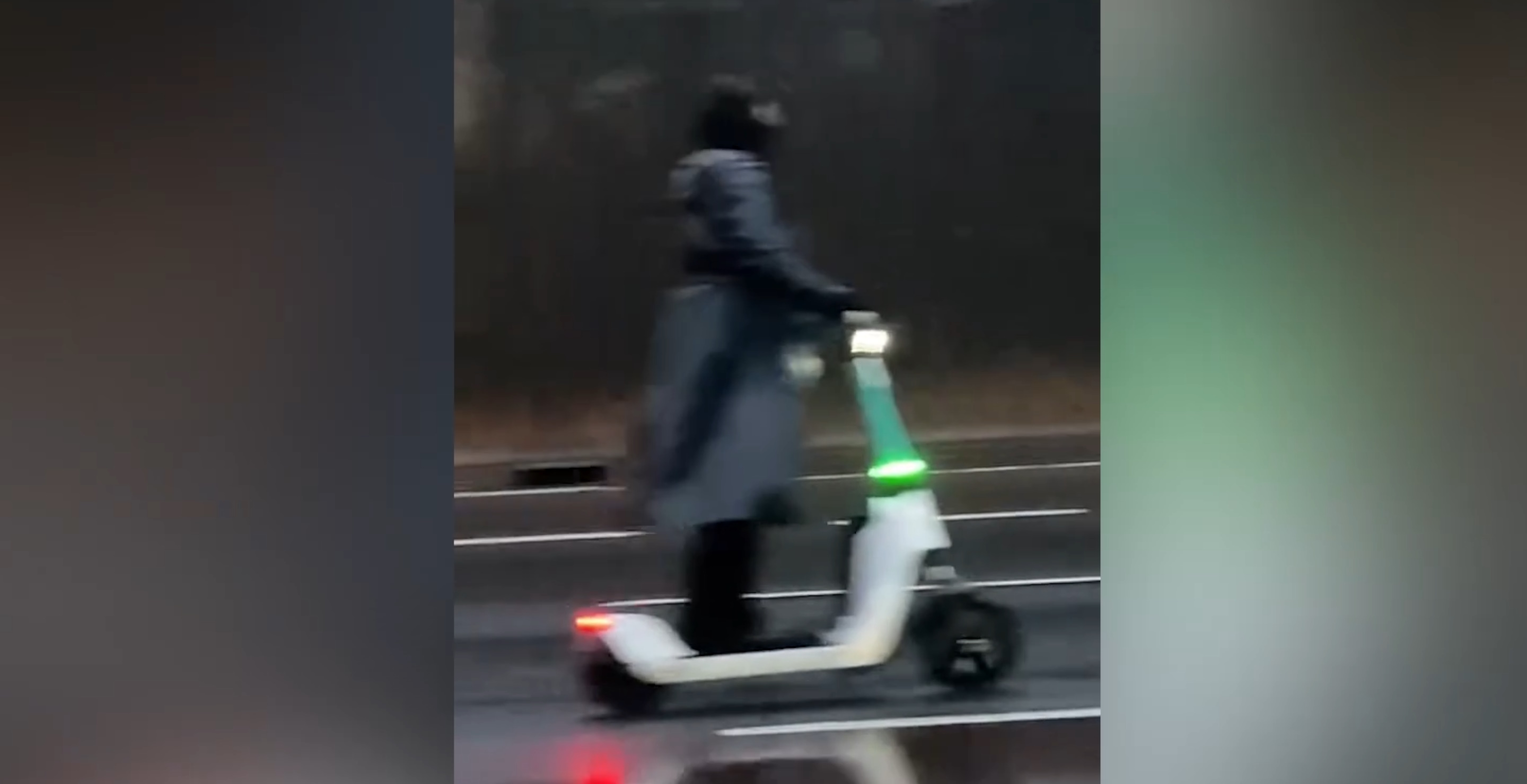 I Have To Know What This Person Was Thinking Riding A 10MPH Scooter On The Interstate In A Winter Storm