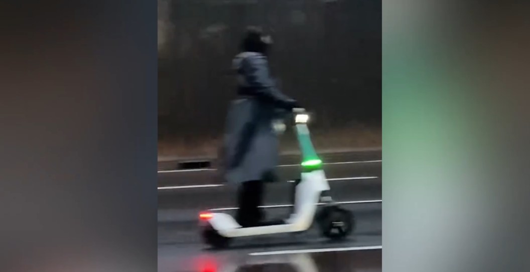 I Have To Know What This Person Was Thinking Riding A 10MPH Scooter On The Interstate In A Winter Storm