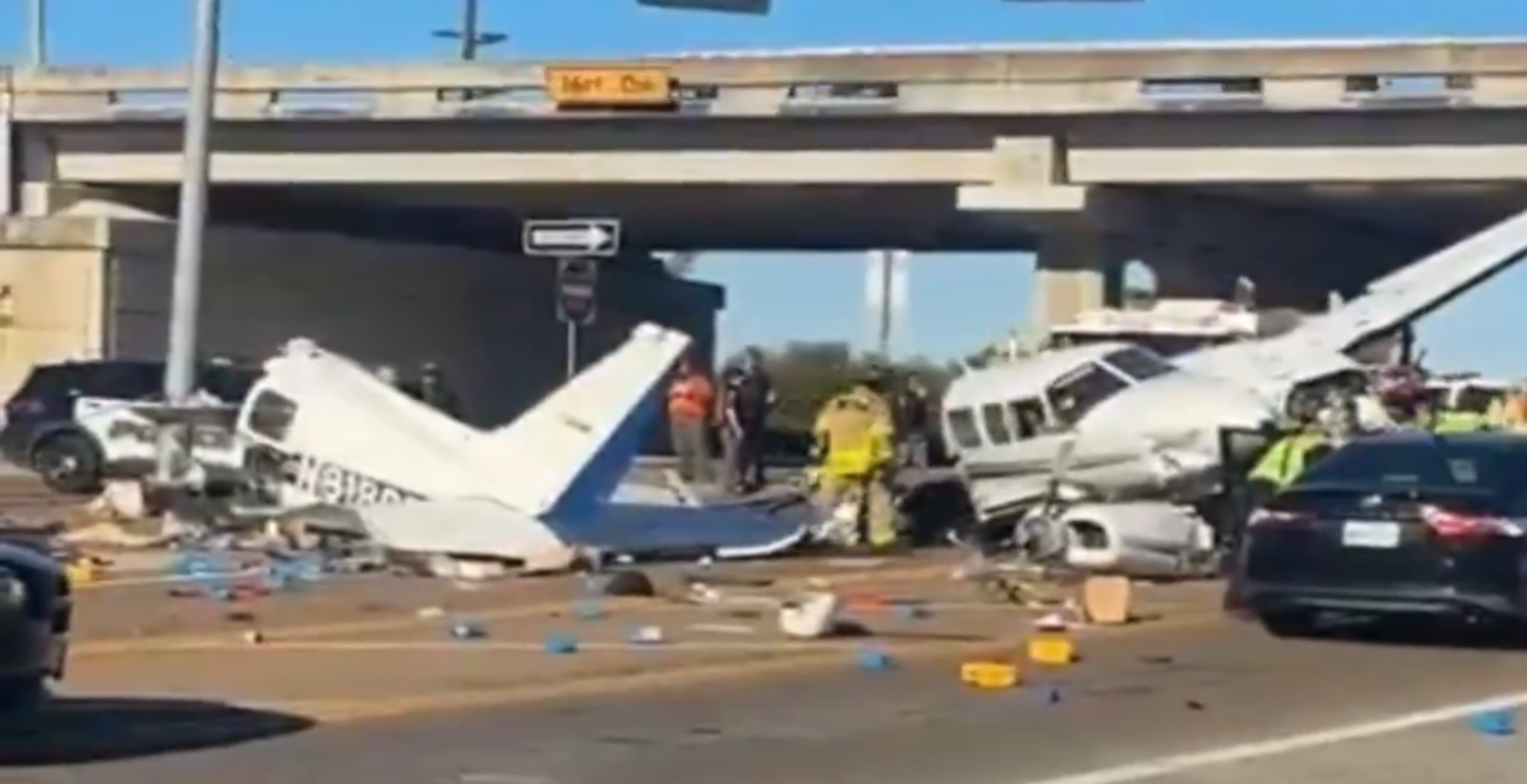 Small Plane Crashes Into Several Cars In Texas In Terrifying Moment