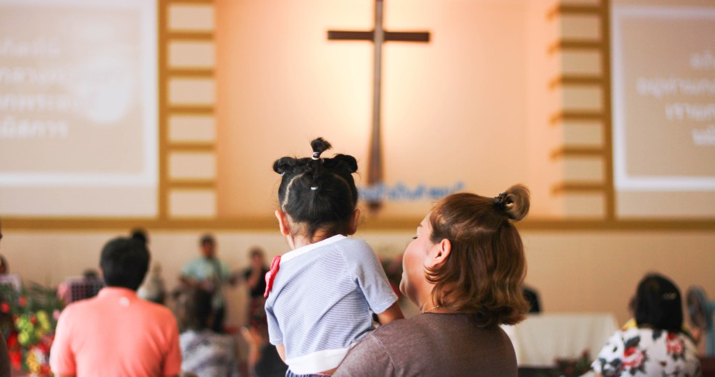 woman only attends church for free child care