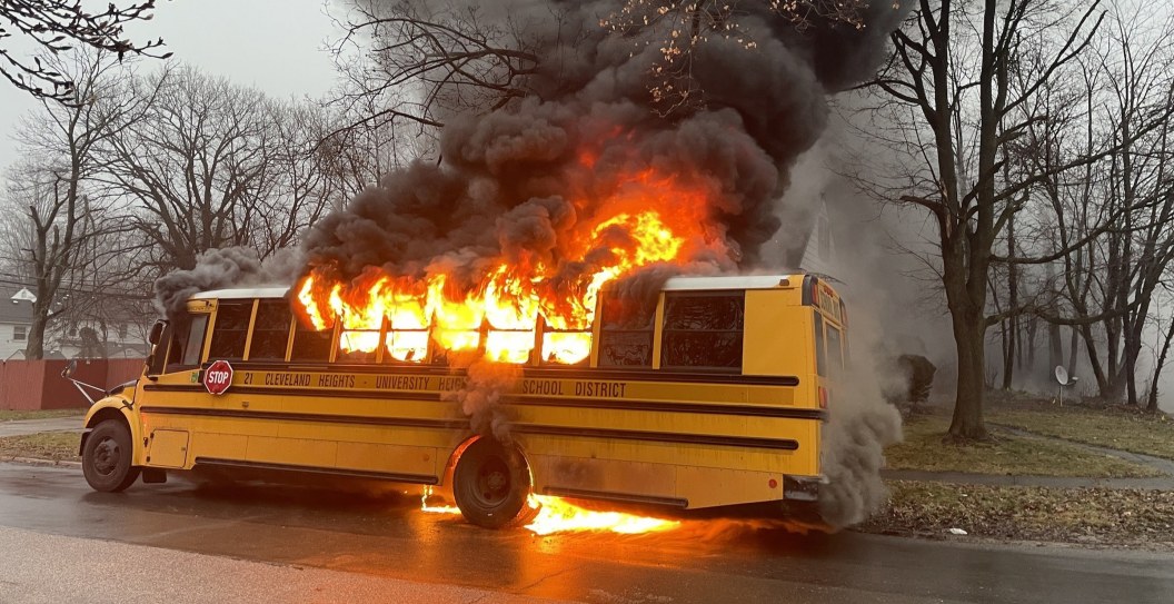 School Bus Catches Fire With 15 Students On Board, Driver Springs Into Action