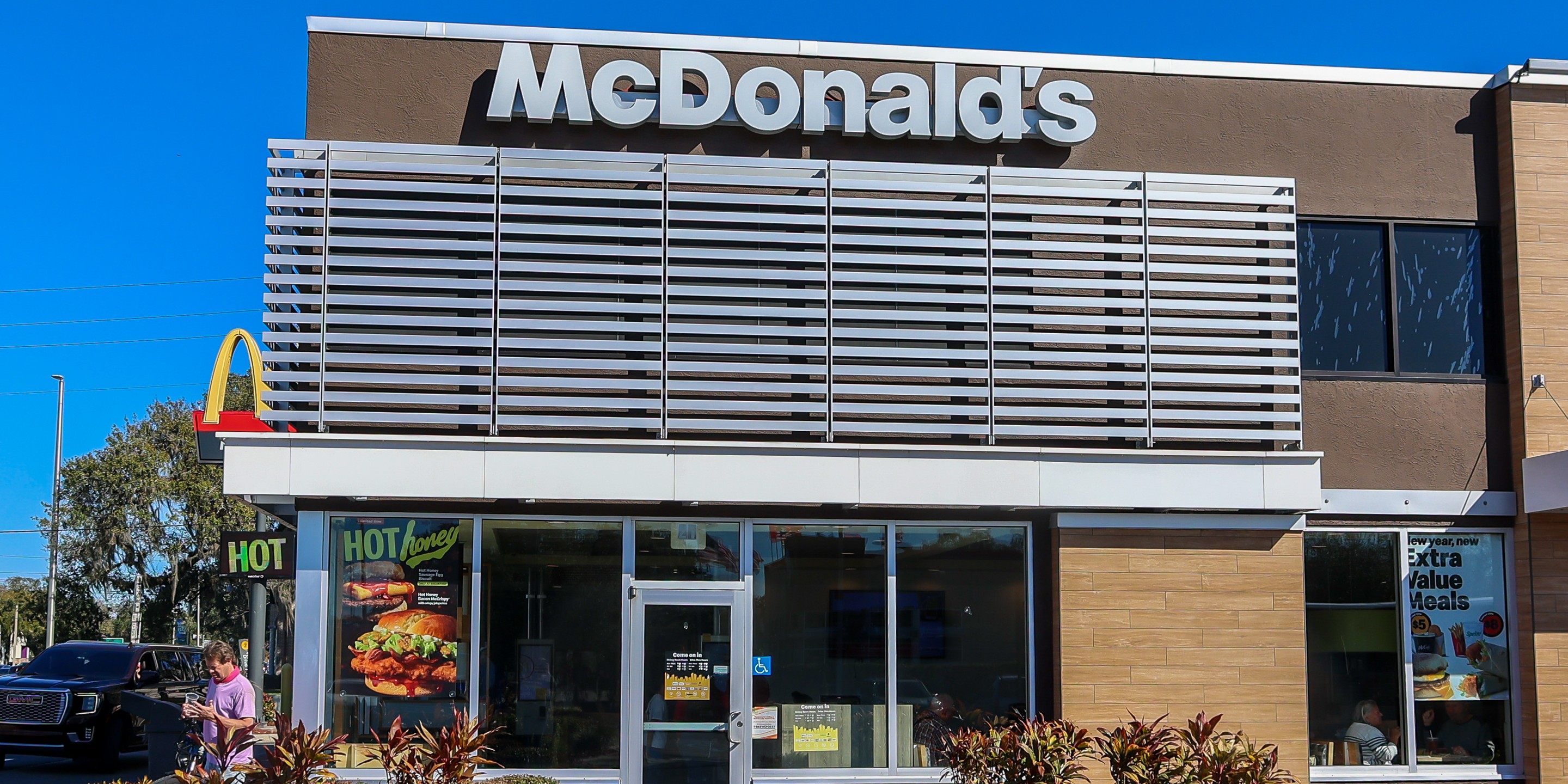 The front of a McDonald's restaurant