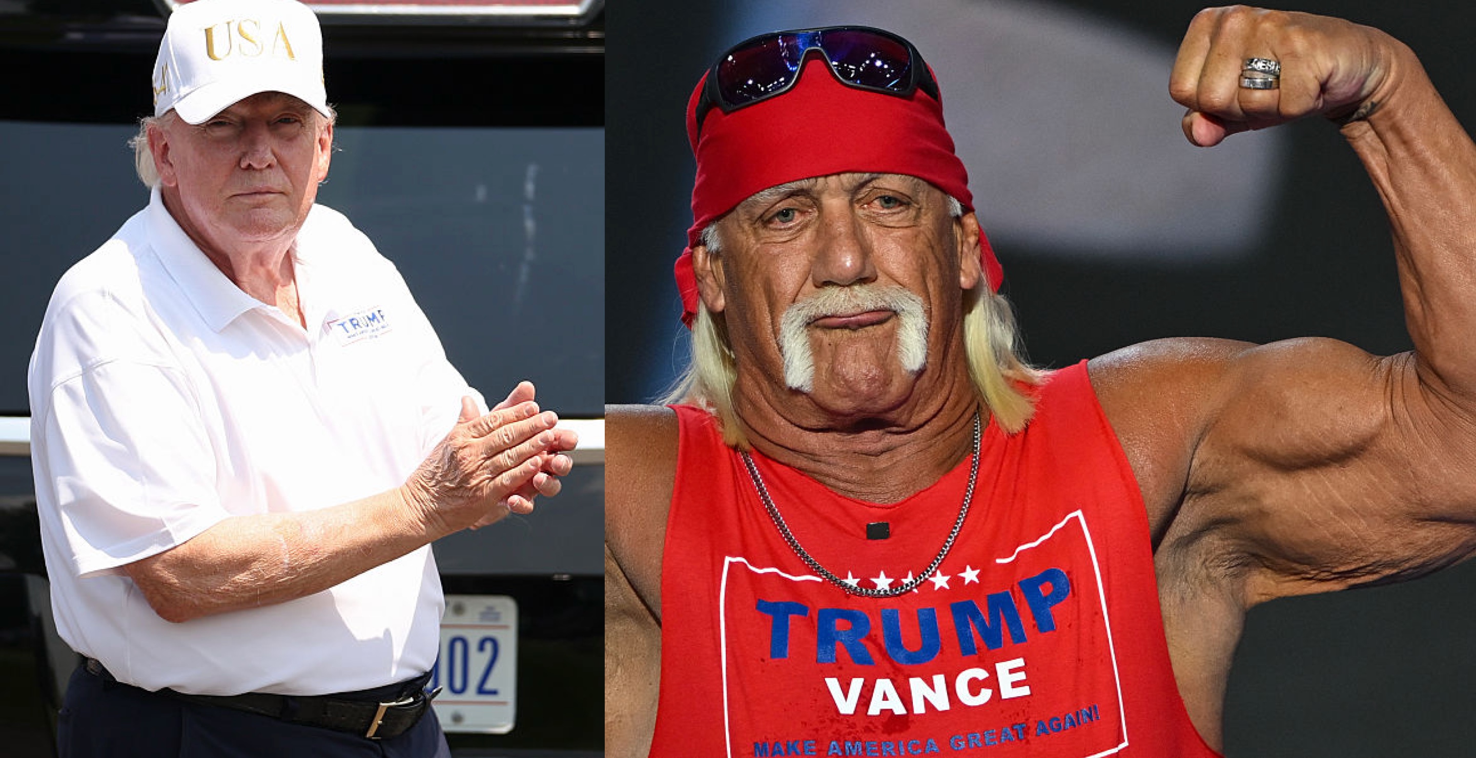 Trump Shares Bizarre AI Image of Himself Arm-Wrestling Late Supporter Hulk Hogan And Winning