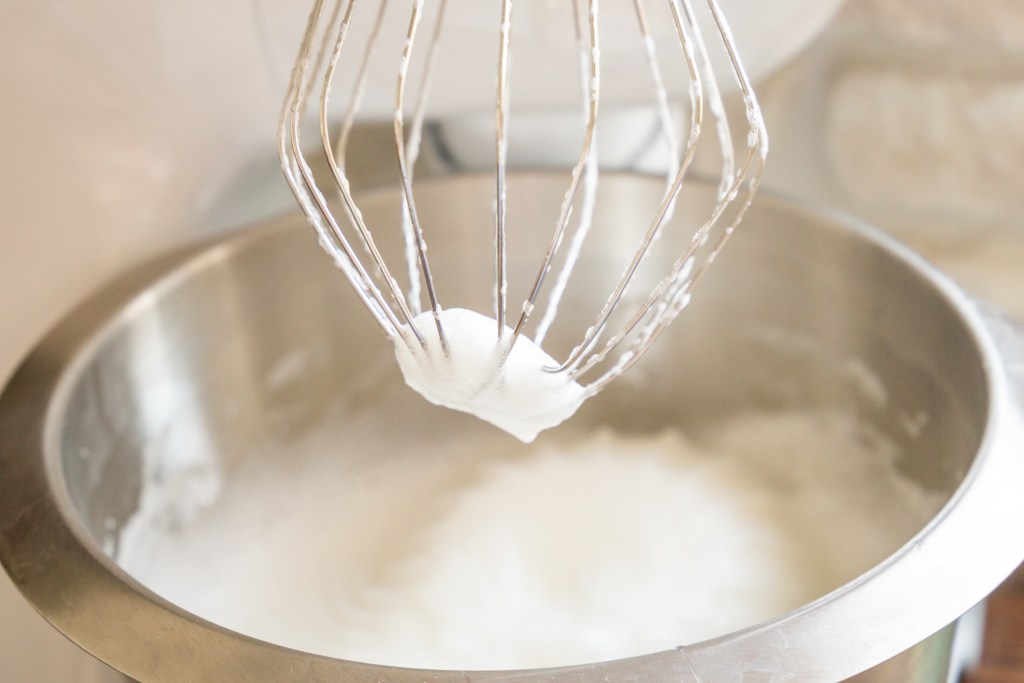 Whipping Egg Whites with Sugar in a Planetary Mixer