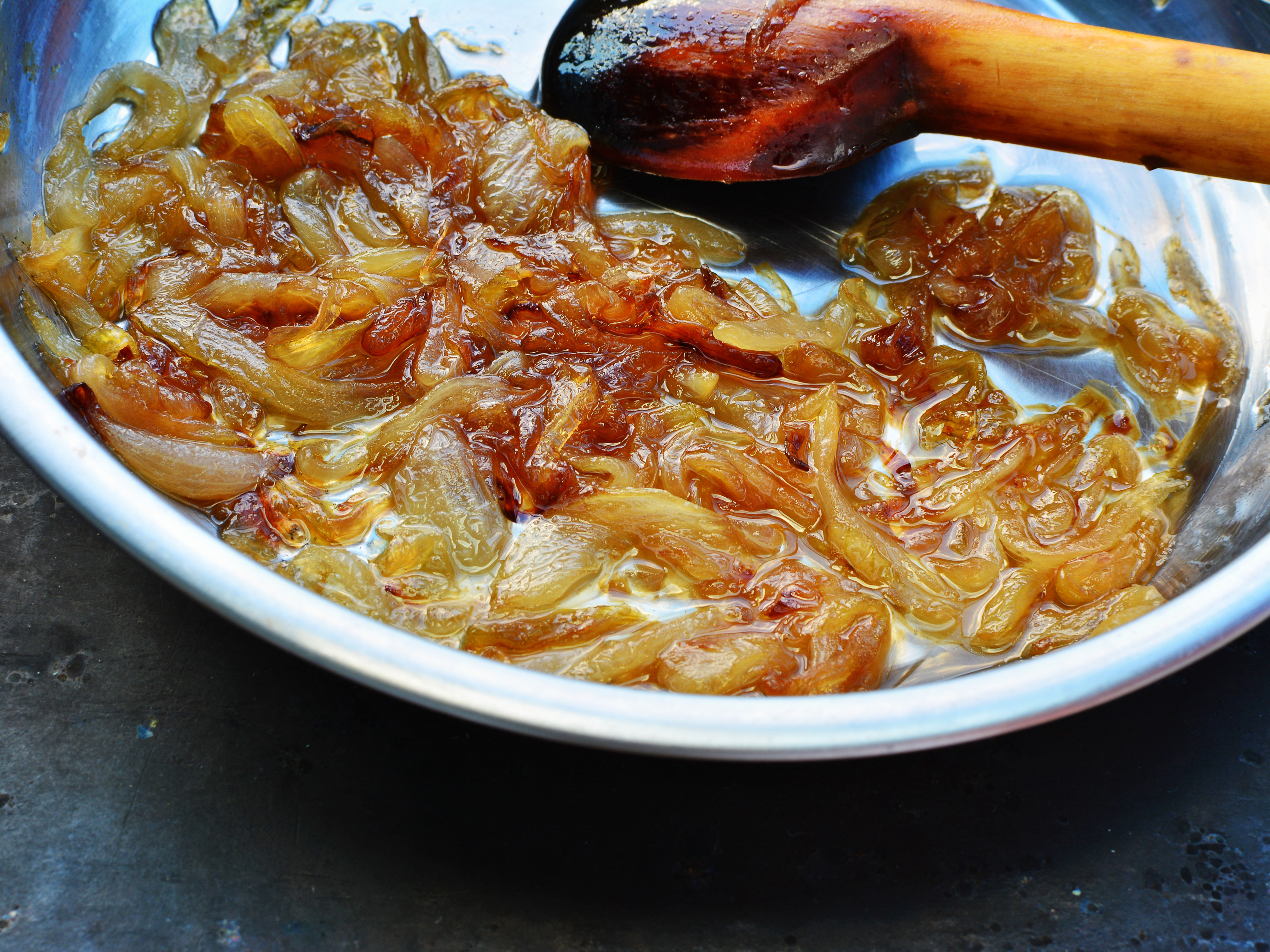 Caramelized onions in frypan