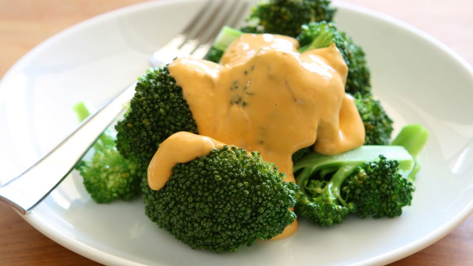 Broccoli Topped with Cheese Sauce