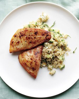 tilapia with cucumber and feta