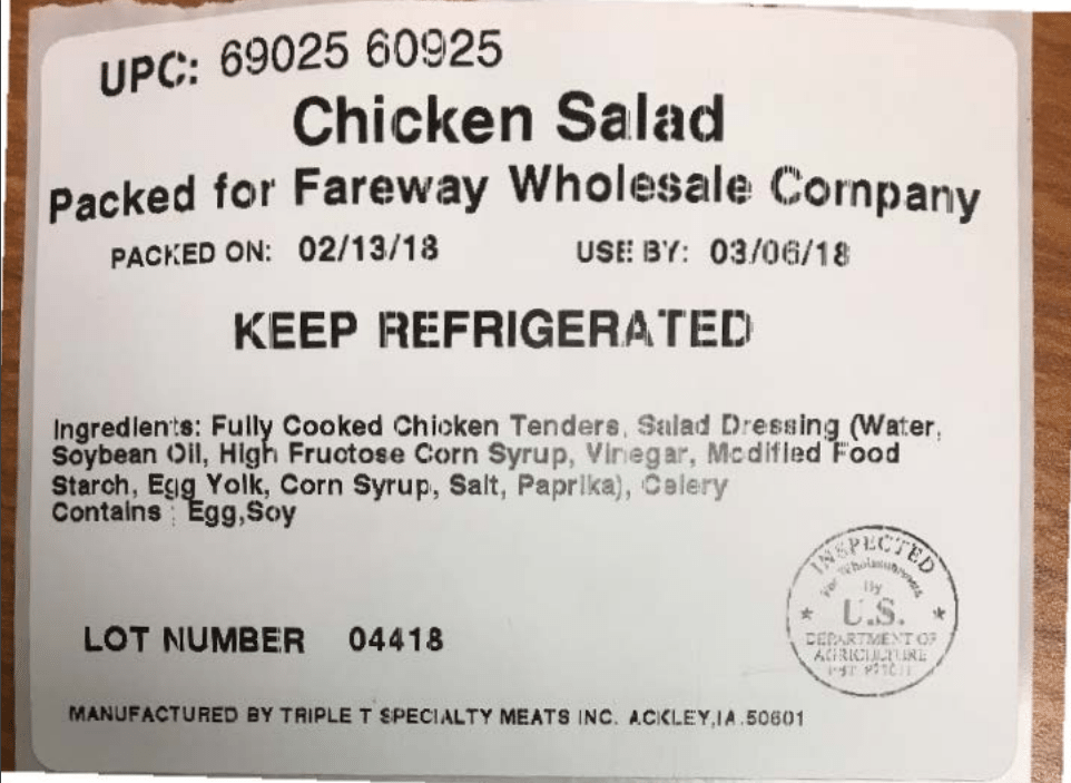 Chicken Salad Recall