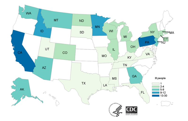 Romaine E Coli Outbreak CDC Case Map
