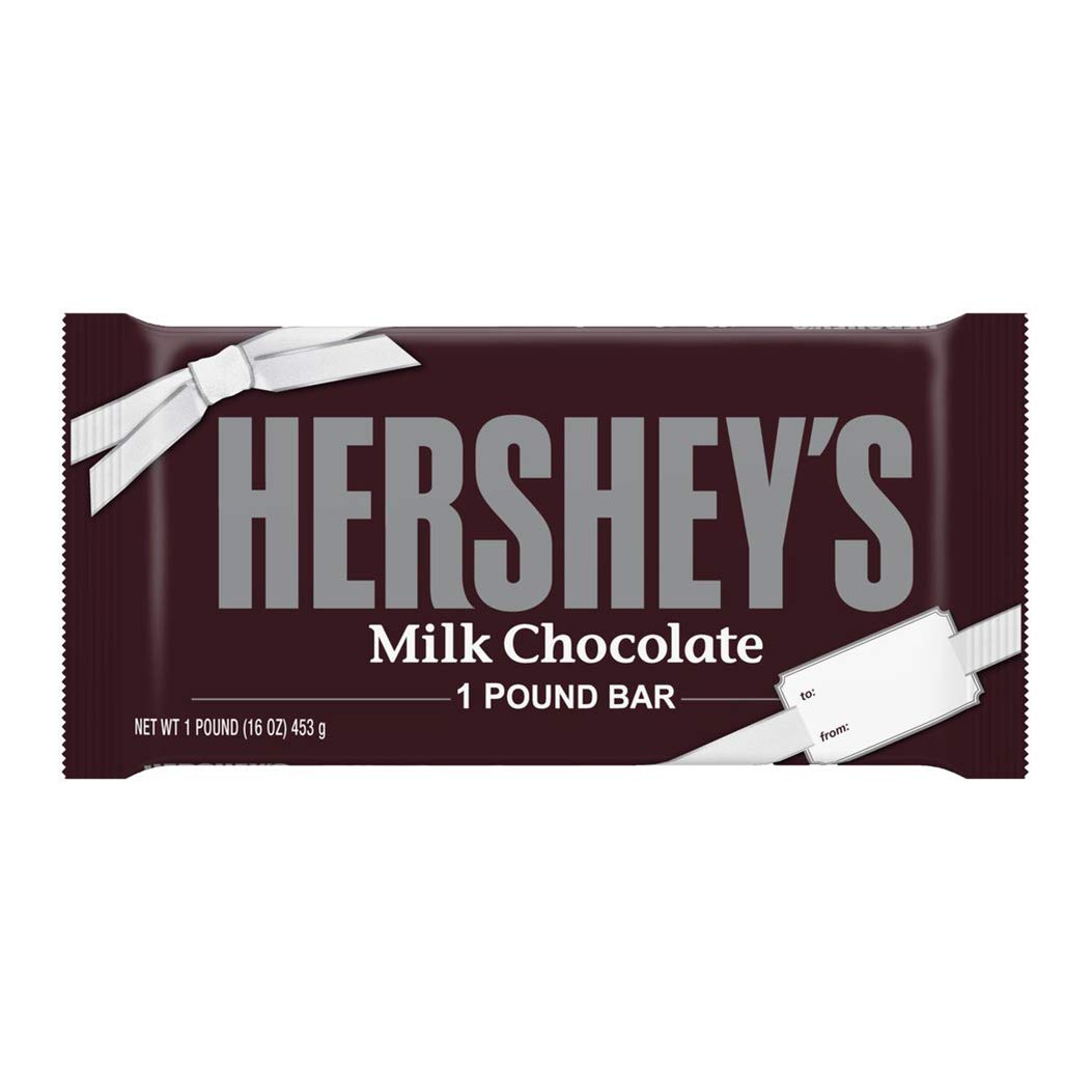 HERSHEY'S Valentines Day Milk Chocolate Bar, Perfect as a Gift, 1 Pound Bar