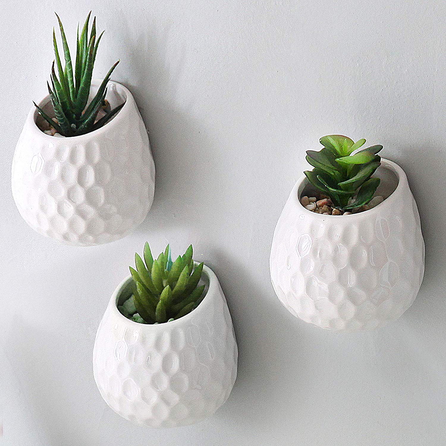 4-Inch Golf Ball-Inspired White Ceramic Wall-Mountable Mini Planters