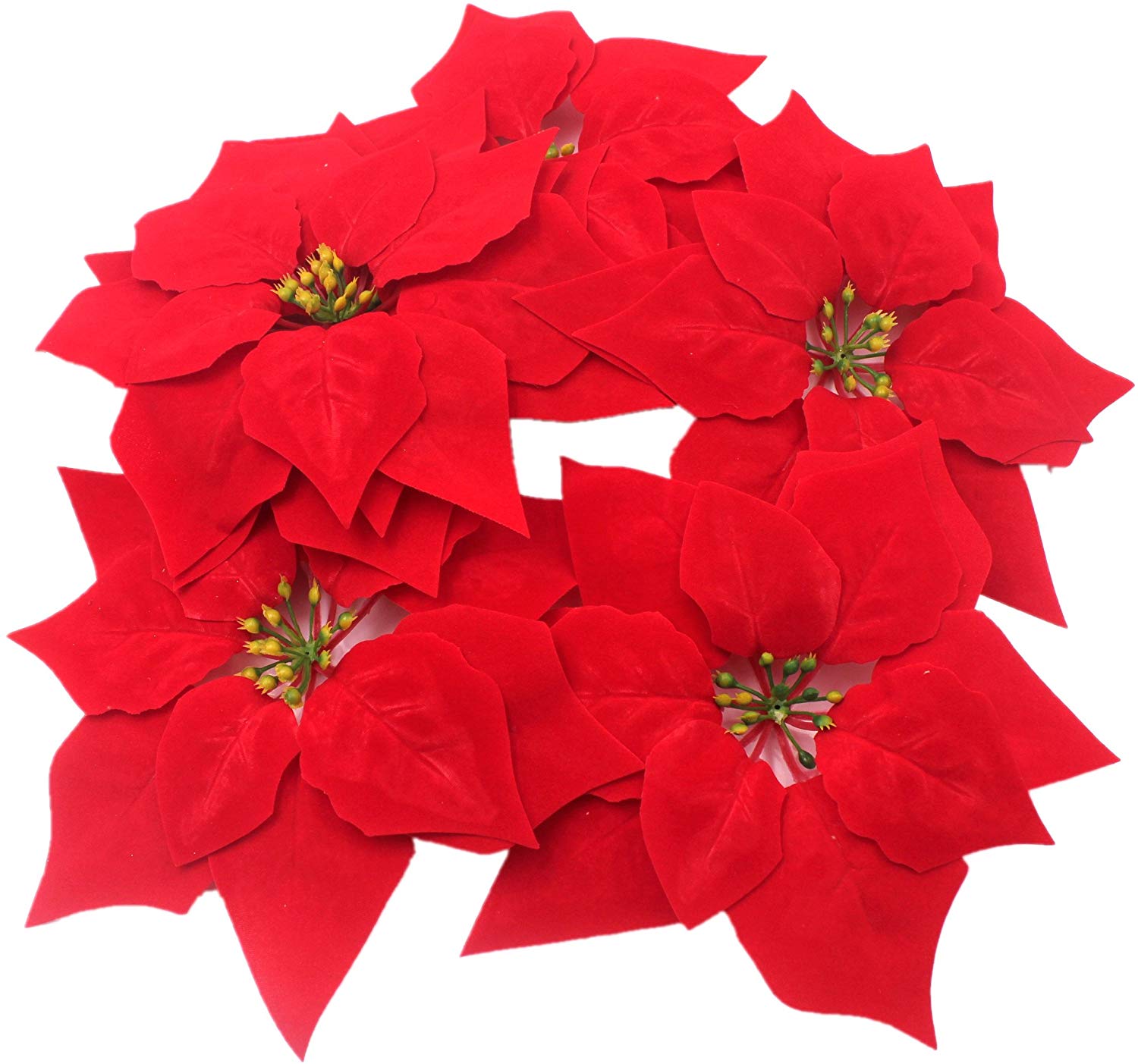 Artificial Christmas Flowers Red Poinsettia Christmas Tree Ornaments