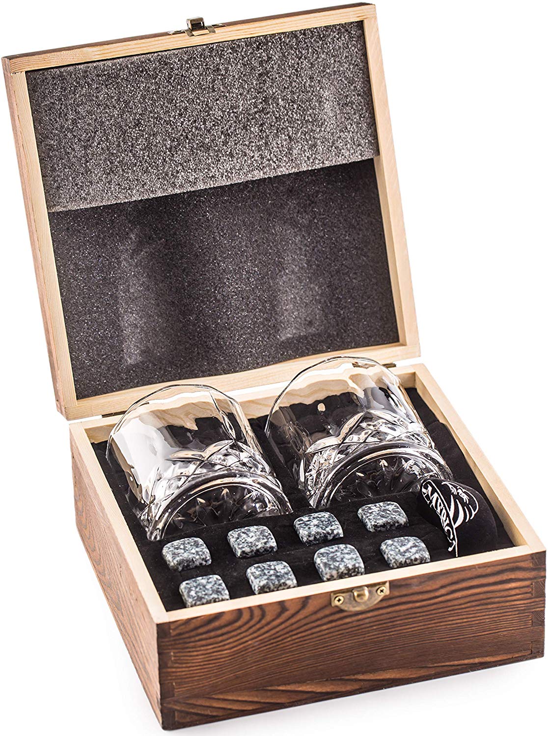 Impressive Whiskey Stones Gift Set with 2 Glasses