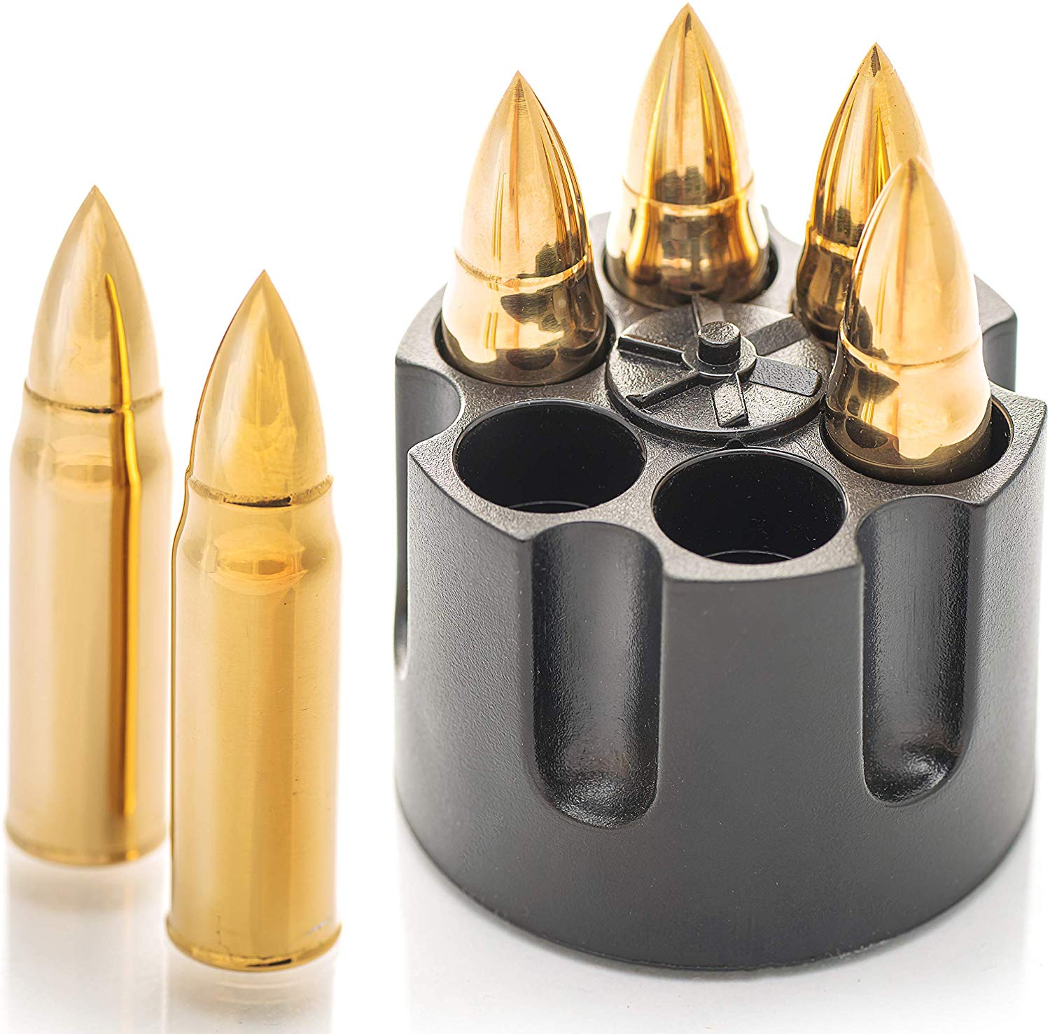 Whiskey Stones Bullets with Base - Gold XL Whiskey Ice Cubes