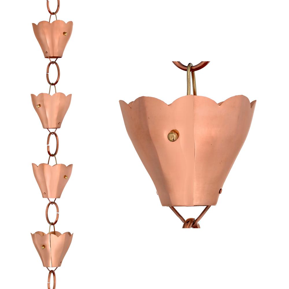 13 Cup Tulip Pure Copper 8.5 ft. Rain Chain