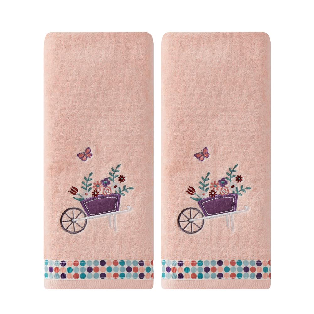 Coral Pink 100% Cotton Wheelbarrow Hand Towel (2-Pack