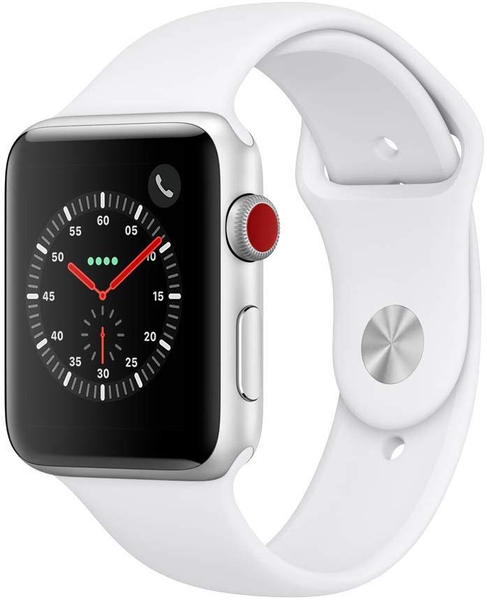 Apple Watch Series 3 GPS + Cellular - 38mm - Sport Band - Aluminum Case -Silver/White