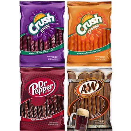Orange, Grape Crush, Dr. Pepper & A&W Licorice Twists Assortment - (8 Packs)