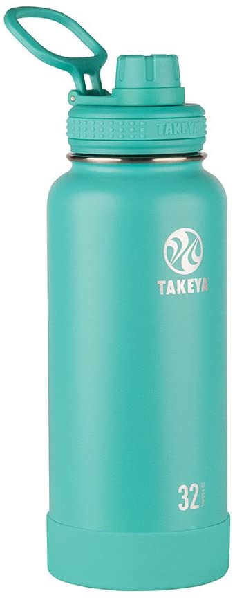 Takeya Actives Insulated Stainless Steel Water Bottle with Spout Lid, 32 oz, Teal