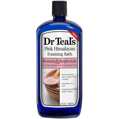 Dr Teal's Pink Himalayan Foaming Bath, Relax & Replenish with Pure Epsom Salt & Essential Oils, 34 fl.oz.