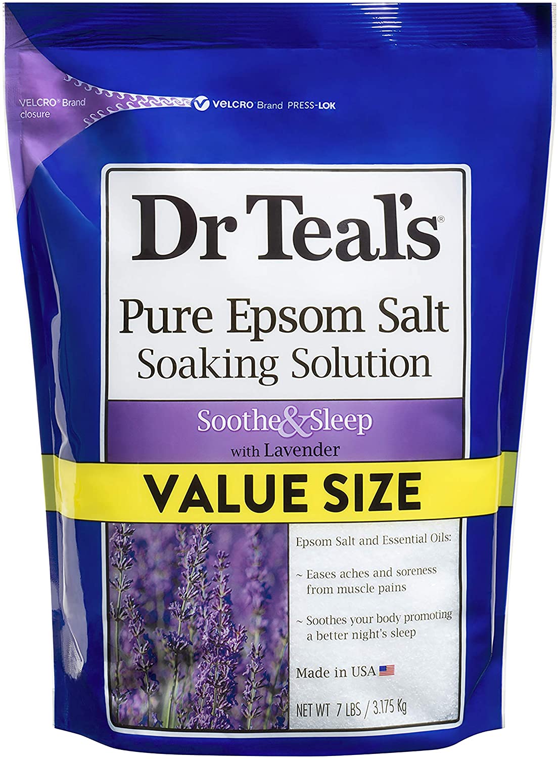 Dr Teal's Epsom Salt Soaking Solution, Soothe & Sleep, Lavender, 7lbs
