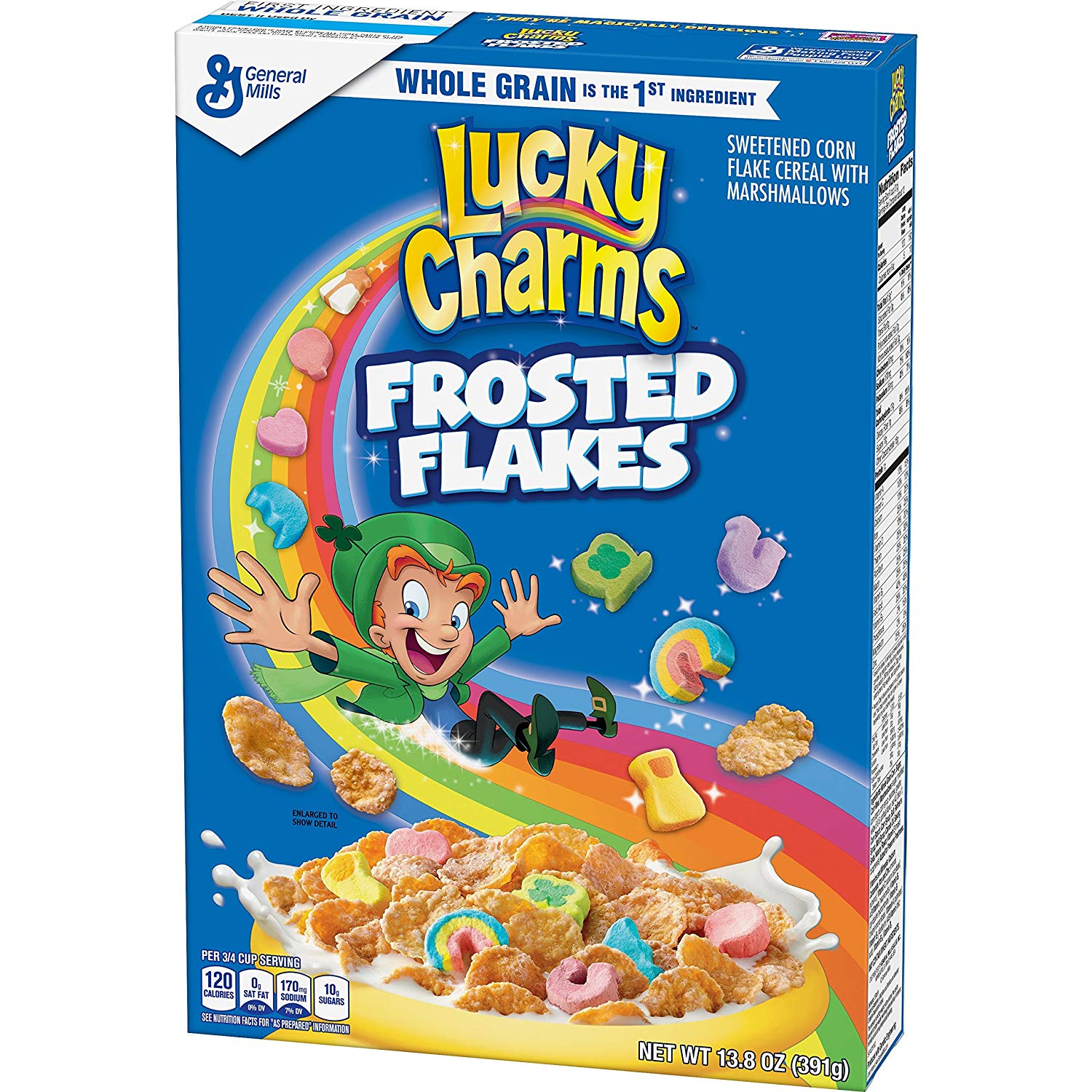 Lucky Charms Frosted Flakes, Marshmallow Cereal, Whole Grain, Unicorns, 13.8 oz
