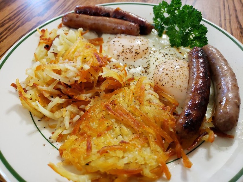 hash browns with eggs and sausage