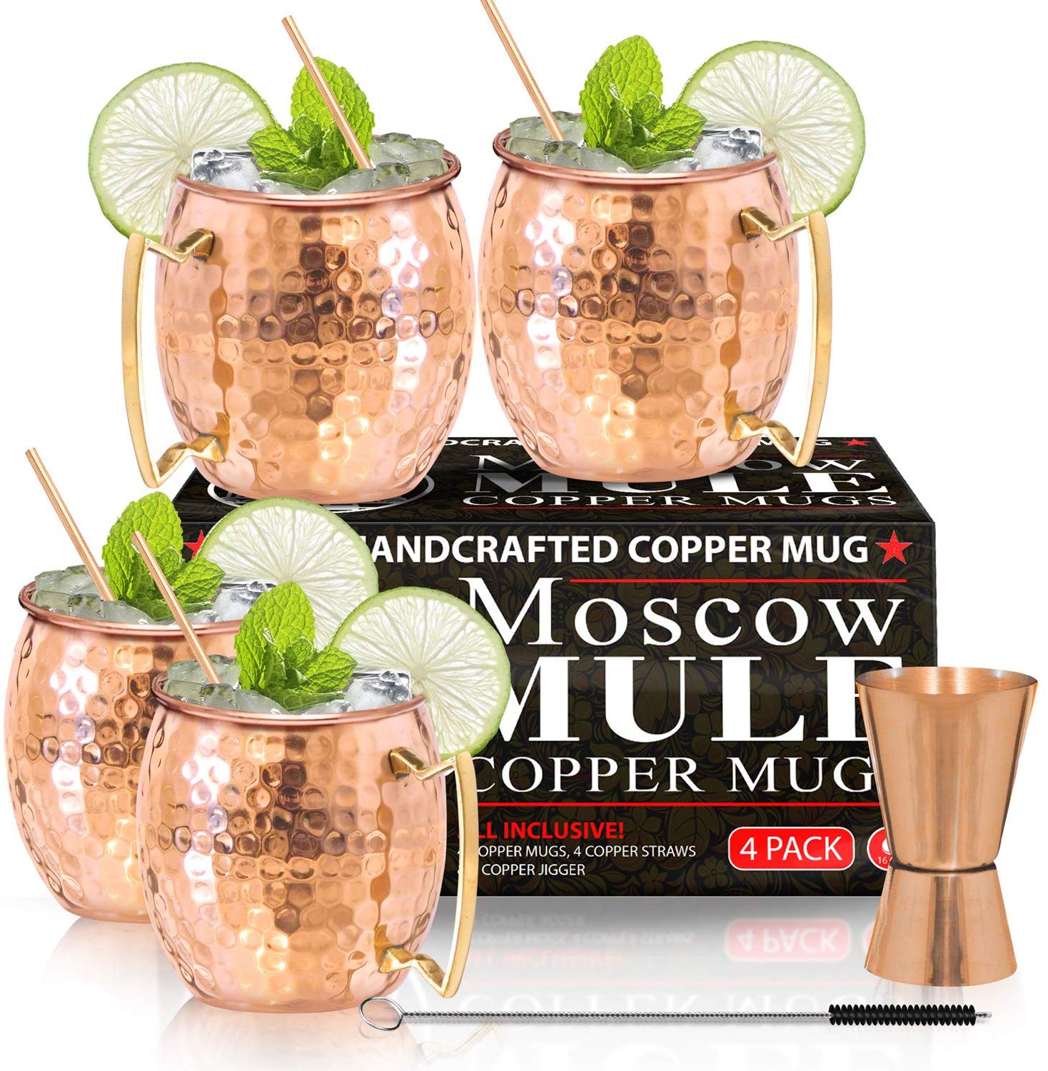 Moscow Mule Copper Mugs - Set of 4-100% HANDCRAFTED -