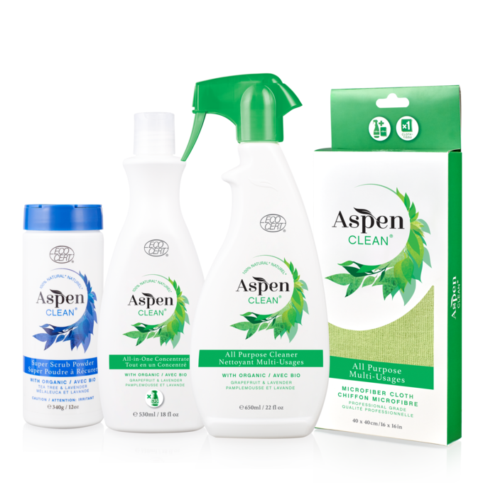 Natural All Purpose Cleaning Kit with Microfiber Cloth and All-in-One Concentrate