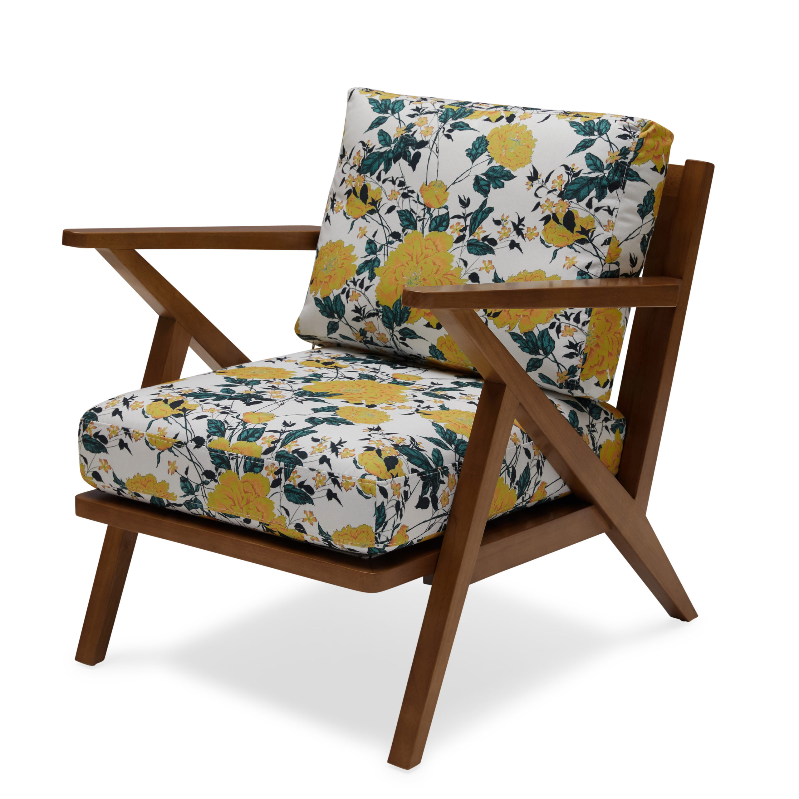 Vintage Floral Mid-Century Accent Chair by Drew Barrymore Flower Home