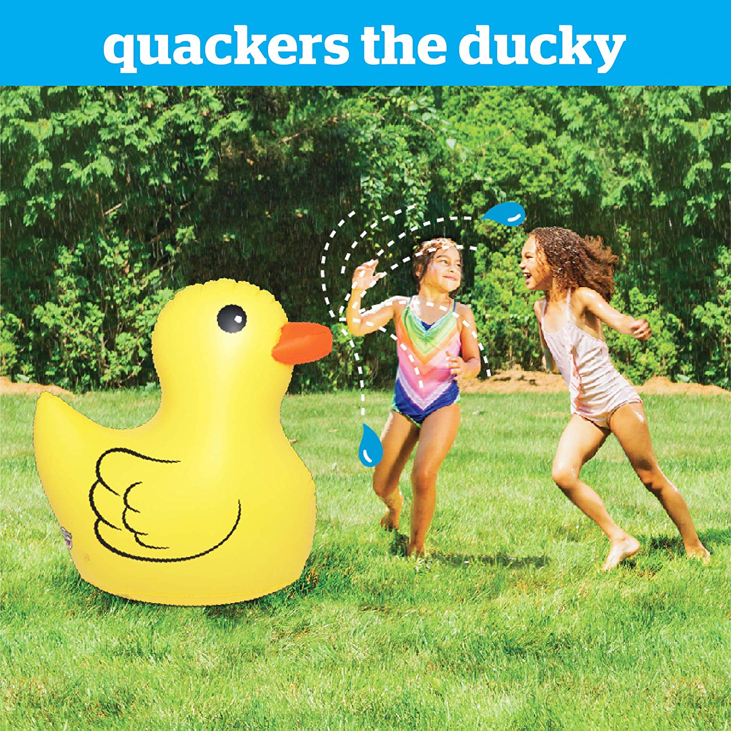 BigMouth Inc Inflatable Yellow Ducky Kids Yard Sprinkler - Cute 2-Foot Inflatable Duck Sprinkler