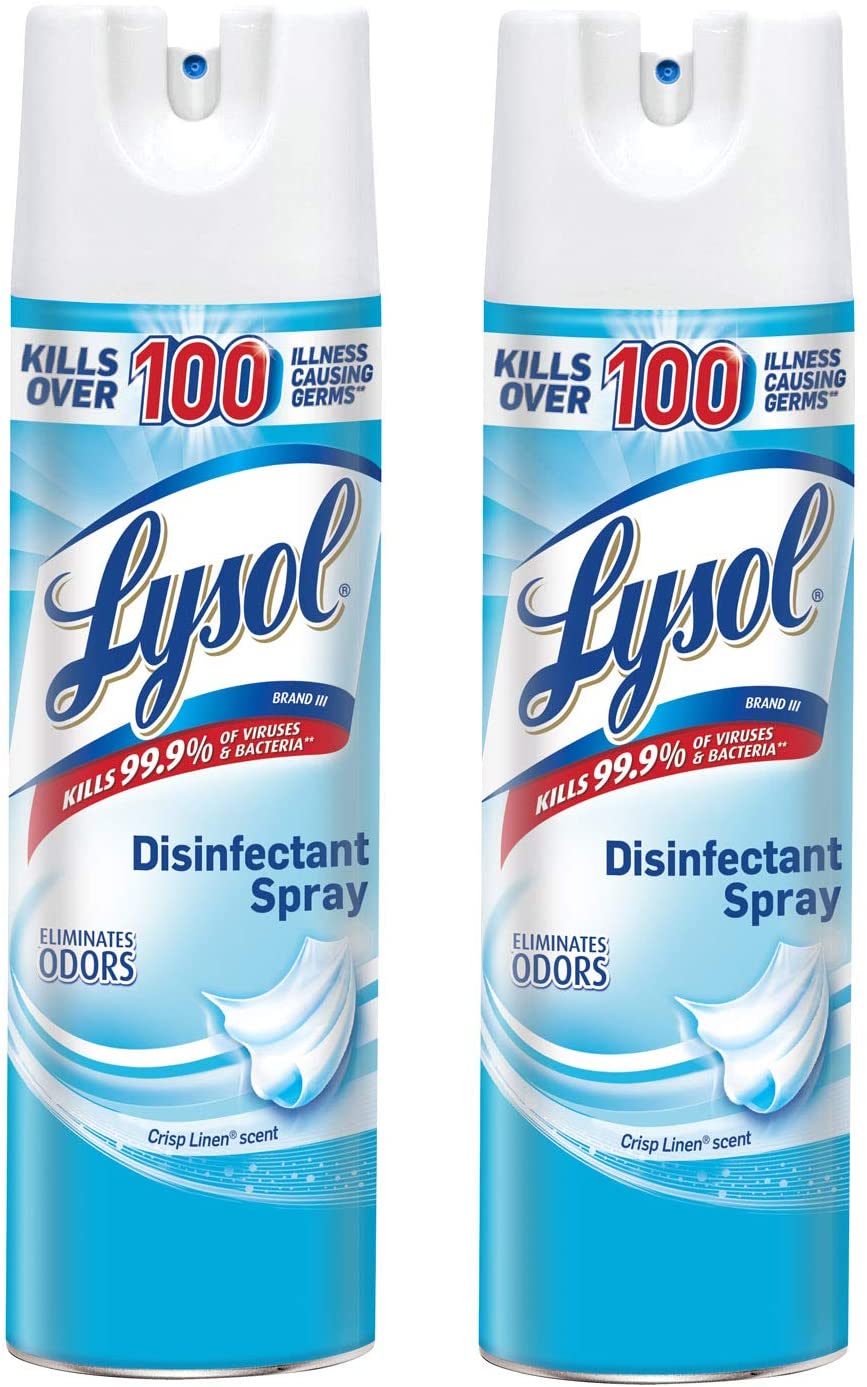 Lysol Disinfectant Spray, Basic Pack, Crisp Linen, 19 oz (Pack of 2)