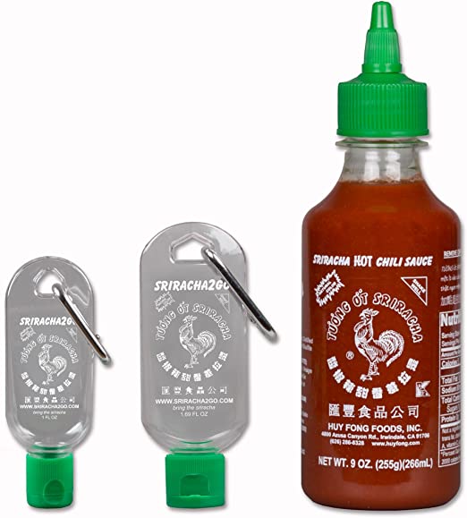 Sriracha Keychain Gift Pack- 9 Ounce Sriracha + 1 Ounce Keychain + 1.7 Ounce Keychain