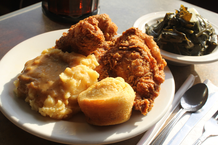 Soul food on a plate fried chicken 
