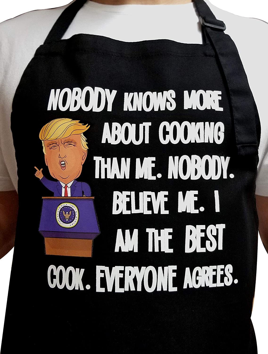 All Prime Outlet Nobody Knows More About Cooking Than Me. Nobody. Believe Me. I Am The Best Cook. Everyone Agrees - Funny Apron -100% Cotton - Universal Size - Adjustable Neck Strap - 2 Pockets
