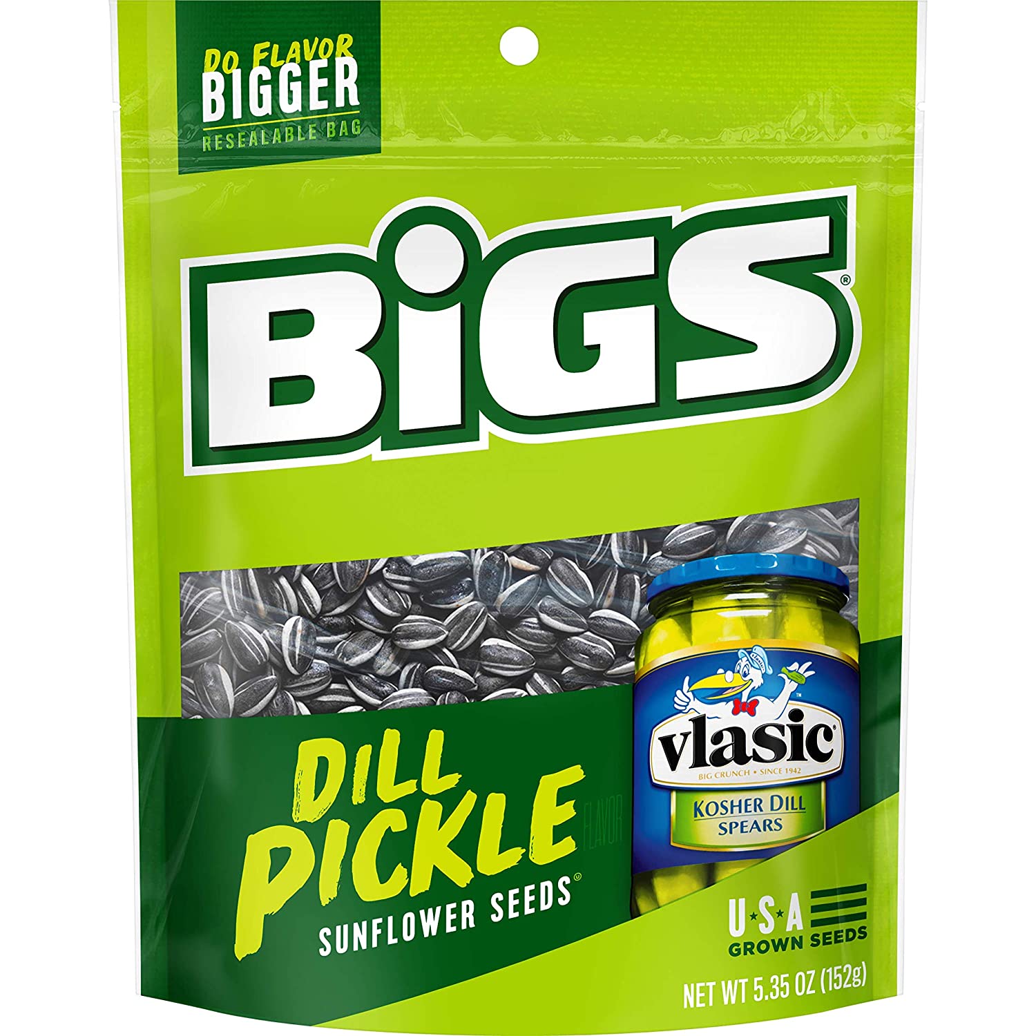 BIGS Vlasic Dill Pickle Sunflower Seeds, 5.35-Ounce Bags (Pack of 12)