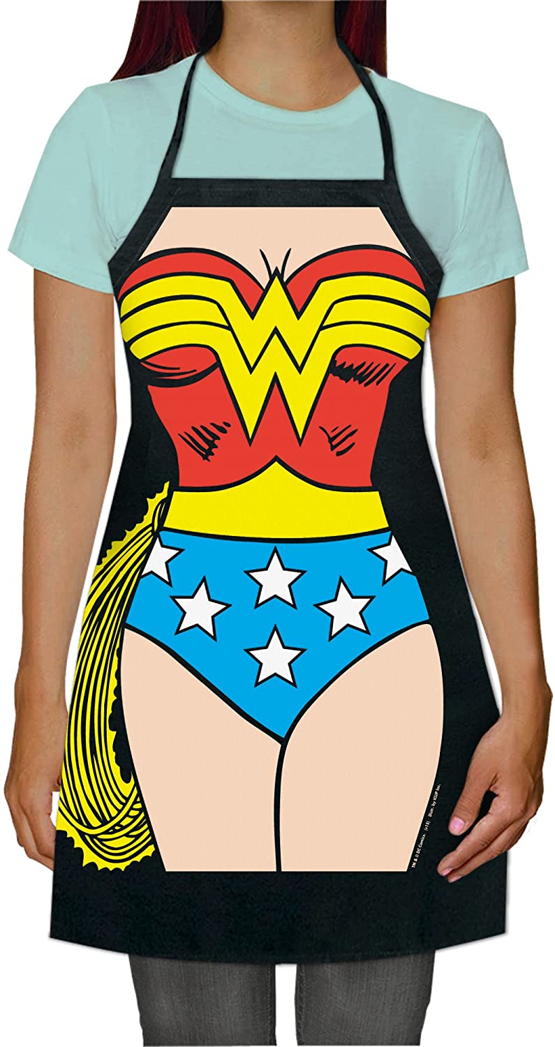 ICUP DC Comics - Wonder Woman Be The Character Adult Size 100% Cotton Adjustable Black Apron