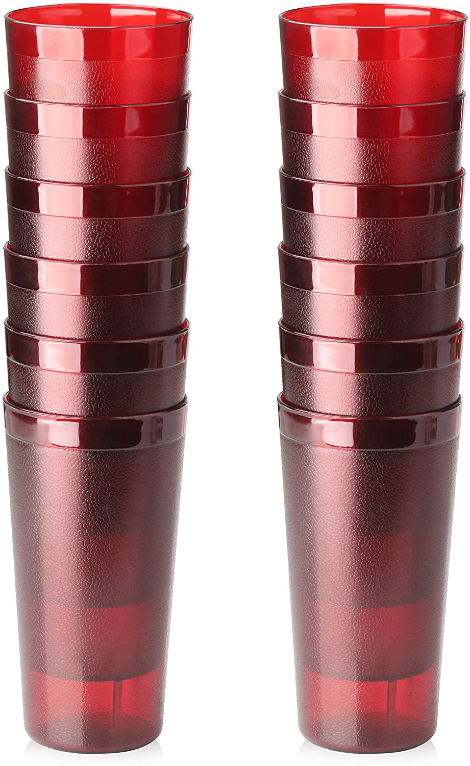New Star Foodservice 46489 Tumbler Beverage Cups, Restaurant Quality, Plastic, 20 oz, Red, Set of 12
