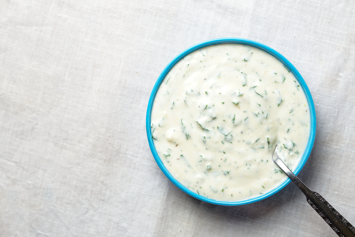 Homemade ranch dressing in a dish