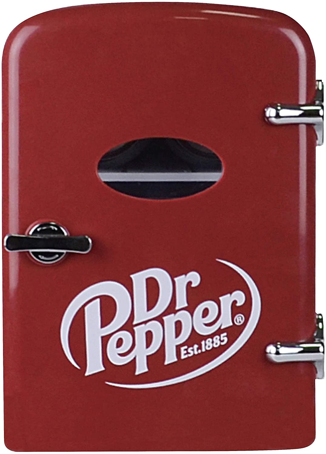 CURTIS MIS135DRP DR. Pepper Mini Portable Compact Personal Fridge Cools & Heats, 4 Liter Capacity, 6 Cans, Makeup, Skincare, Freon-Free & Eco Friendly, Includes Home Plug & 12V Car Charger, MAROON