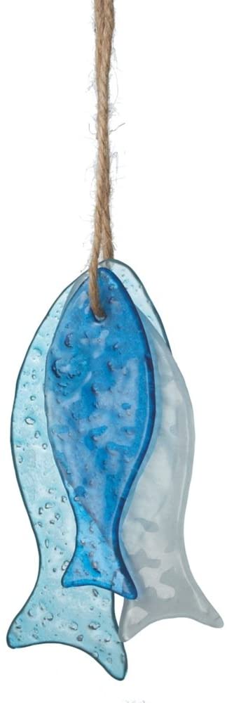 Sea Glass Hanging Fish Ornaments - Set of 3