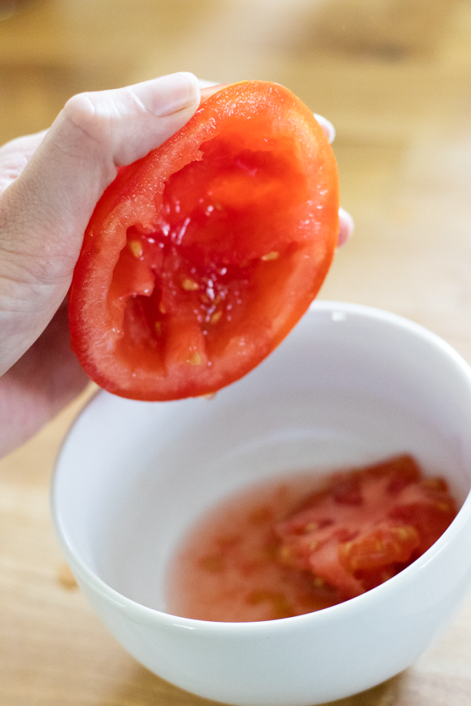deseeding tomatoes