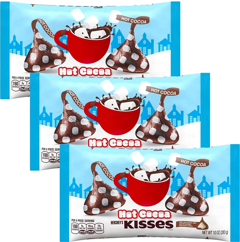 KISSES Chocolates - Hot Cocoa - Hot Chocolate Flavored Milk Chocolate Pack - Bulk Christmas Assortment - 10 Ounce Bags (3 Pack) (Hot Cocoa 3 Pack)