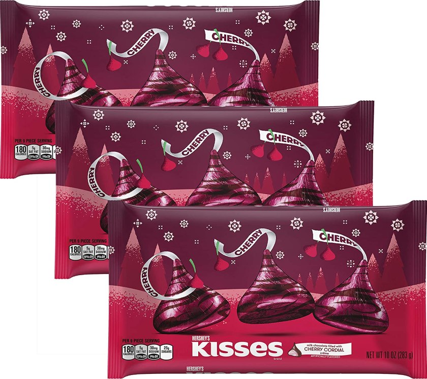 KISSES Cordial Cherry - Milk Chocolate Cherry Filled Kisses Christmas Candy - Bulk Xmas Assortment Cordials Candy - 10 Ounce Bags (3 Pack)