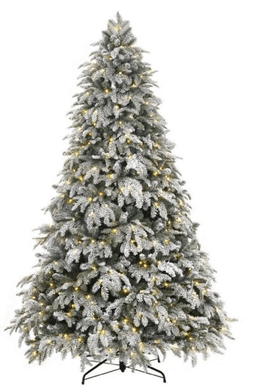 7.5 ft. Pre-Lit LED Flocked Mixed Pine Artificial Christmas Tree with 500 Warm White Lights