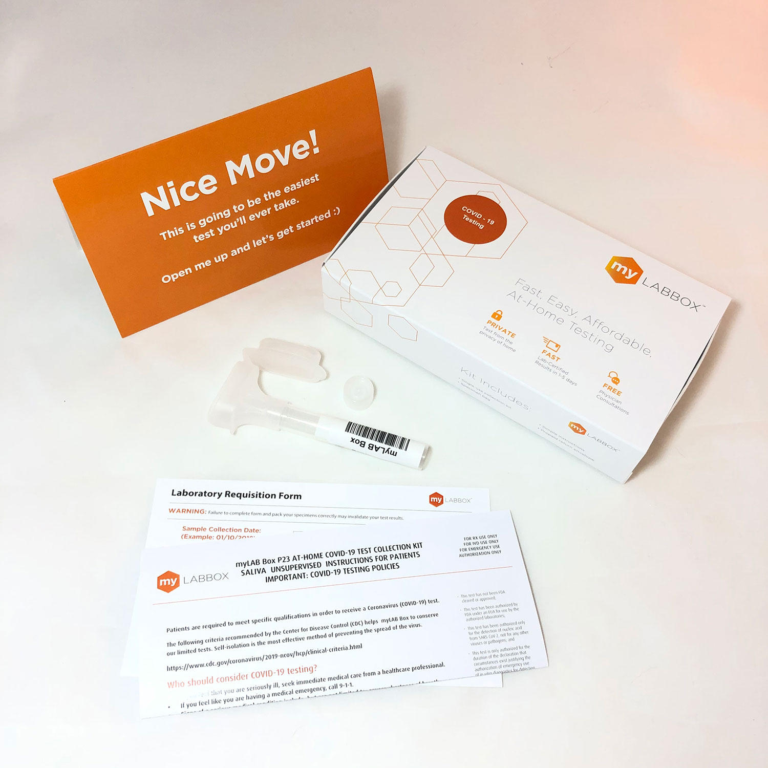 COVID-19 Saliva PCR Test Kit, Redeemed by myLAB Box