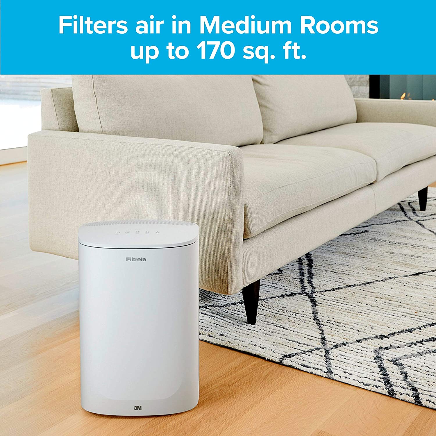 Filtrete Air Purifier, Small/Medium Room True HEPA Filter, Captures 99.97% of Airborne particles such as Smoke, Dust, Pollen, Bacteria, Virus for 150 Sq. Ft., Office, Bedroom, Kitchen and more
