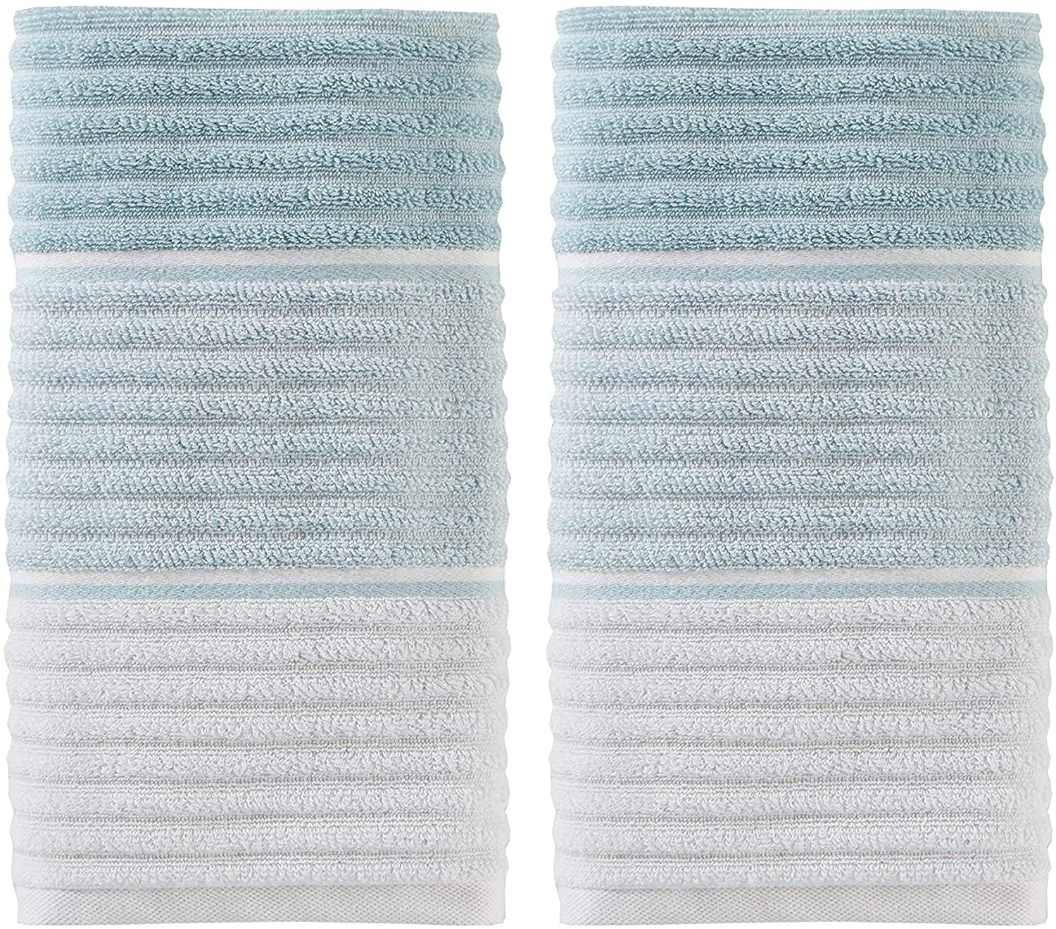 SKL Home by Saturday Knight Ltd. Planet Ombre 100% Turkish Cotton Hand Towel, Aqua 2 Count