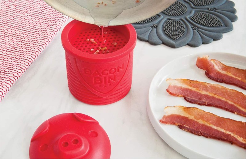 Talisman Designs Original Bacon Bin Grease Strainer and Storage - 1 Cup Capacity, Red