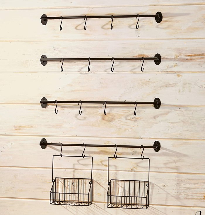 The Lakeside Collection Wall Rack for Coffee Mugs, Tea Cups with Industrial Pipe Style - 6 Pieces
